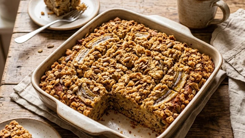 Cuca de Banana e Semente de Abóbora – Fit