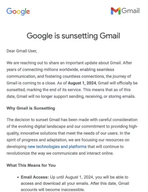 Gmail Sunsetting