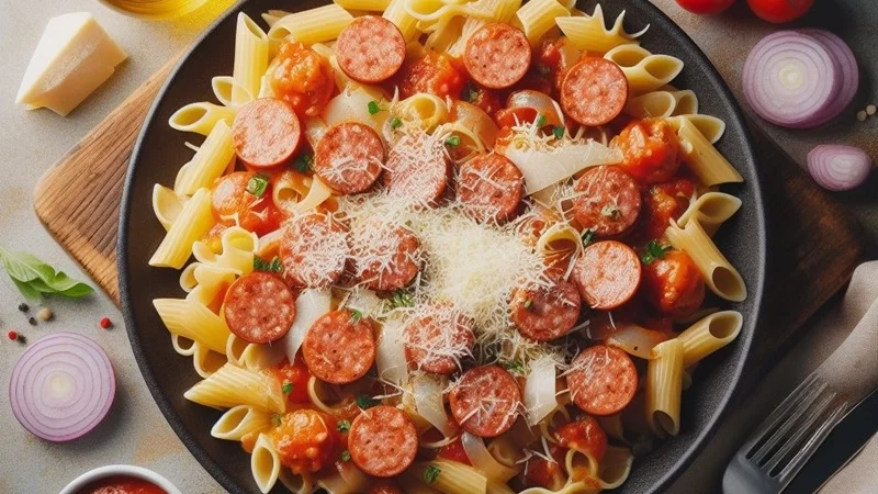 Macarrão com Salsicha – de preguiçoso, mas Gourmet