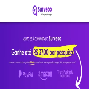 Freelance: A número 1 em pesquisa paga - Pesquisa Remunerada - Até R$ 37 por Pesquisa - Surveoo | Info4Fun Labs 