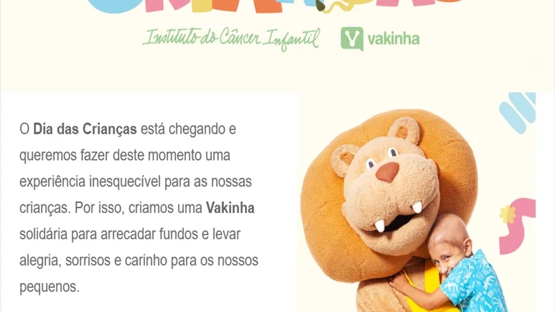 O Dia das Crianças está chegando! Ajude o Instituto do Câncer Infantil