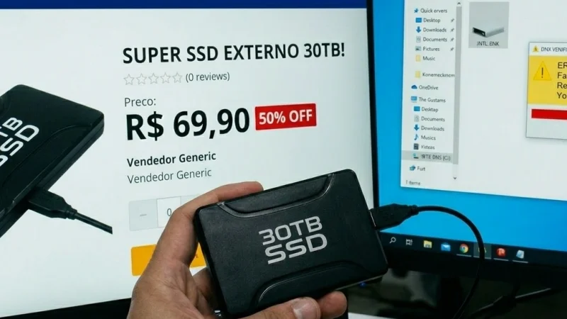 SSD Externo Enorme com Preço Irrisório Esconde Fraude Tecnológica, Fique Ligado!