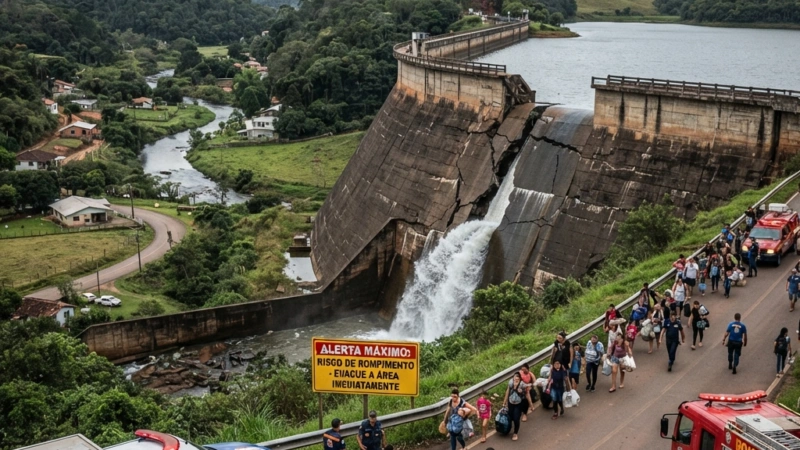 Barragem em São Marcos-RS Enfrenta Risco Crítico de Colapso