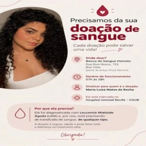 Doação de Sangue – Recife – Maria Luisa Matos da Rocha!