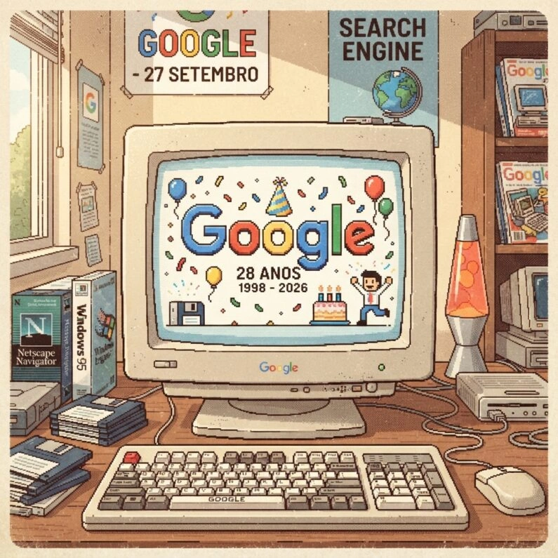 Google Celebra 28 Anos de História com Logotipo Retrô