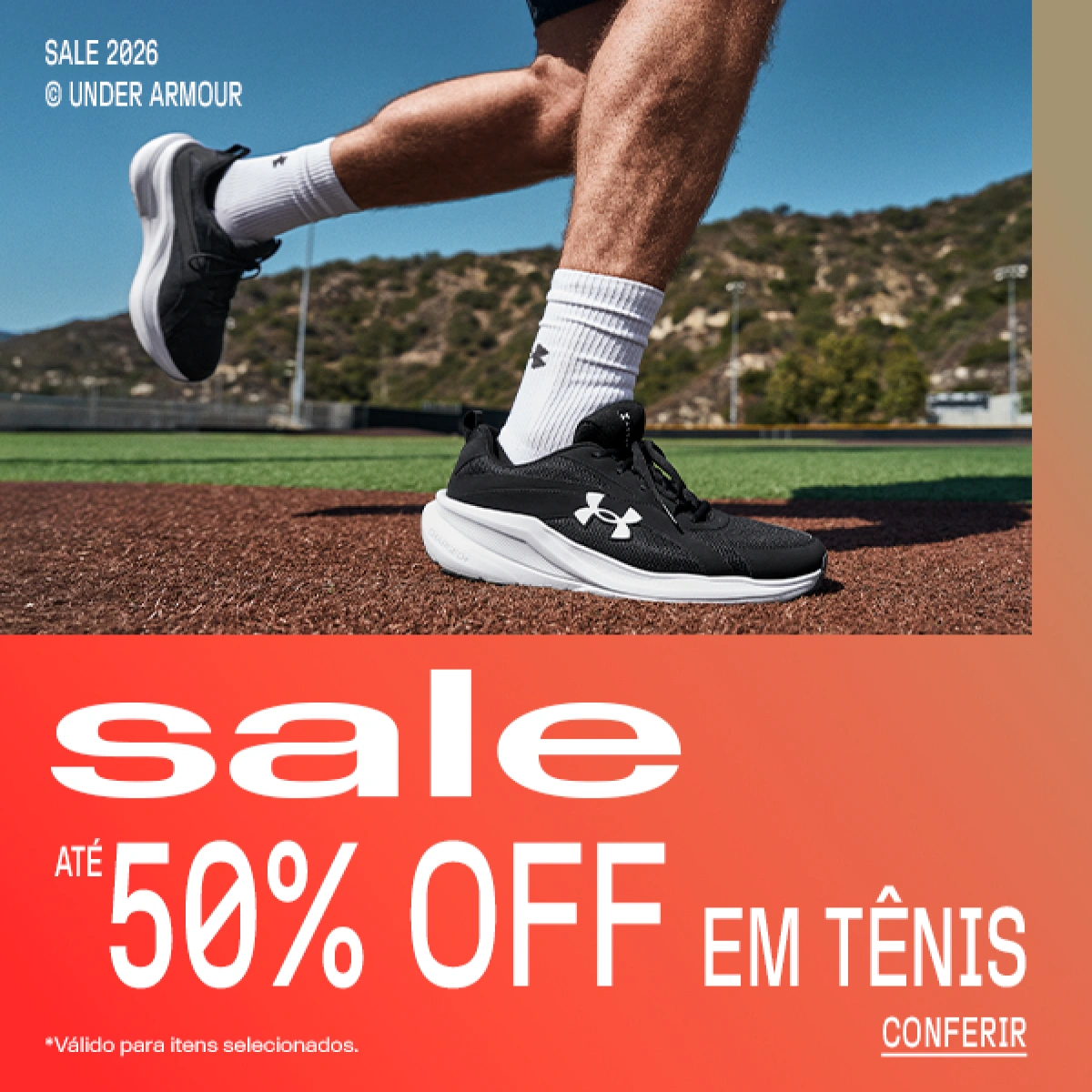 Até 50% OFF em tênis Under Armour na Sale!